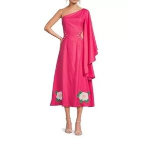 🌸NWT: Fanm Mon Amarya One-Shoulder Bell Sleeve Cut Out dress. Size large.